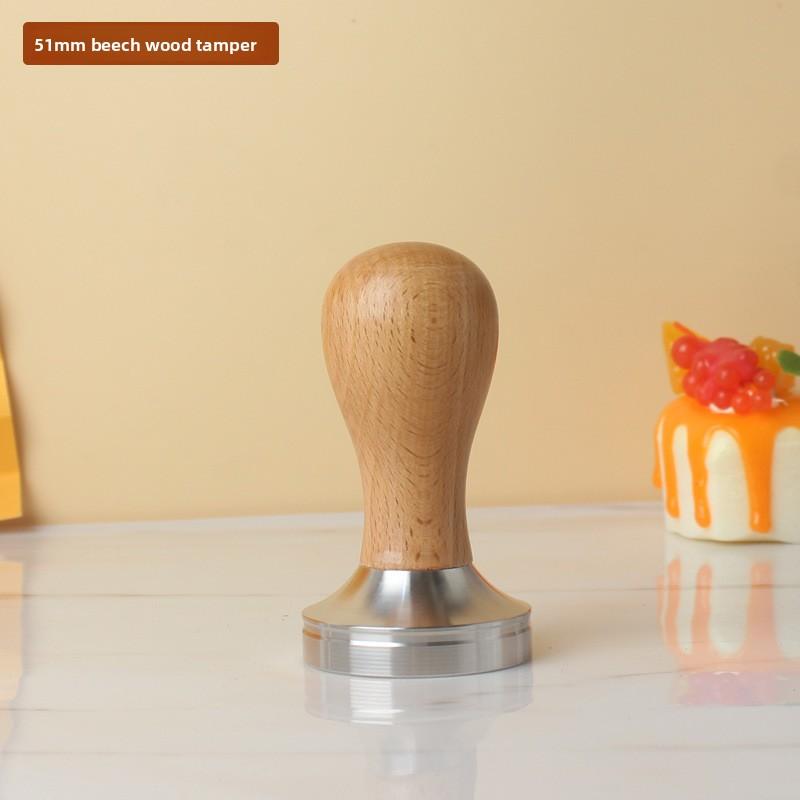 Real Wood Butternut Espresso Coffee Machine Accessories Handle Powder Compactor Stainless Steel Hammer Press Coffee Tools