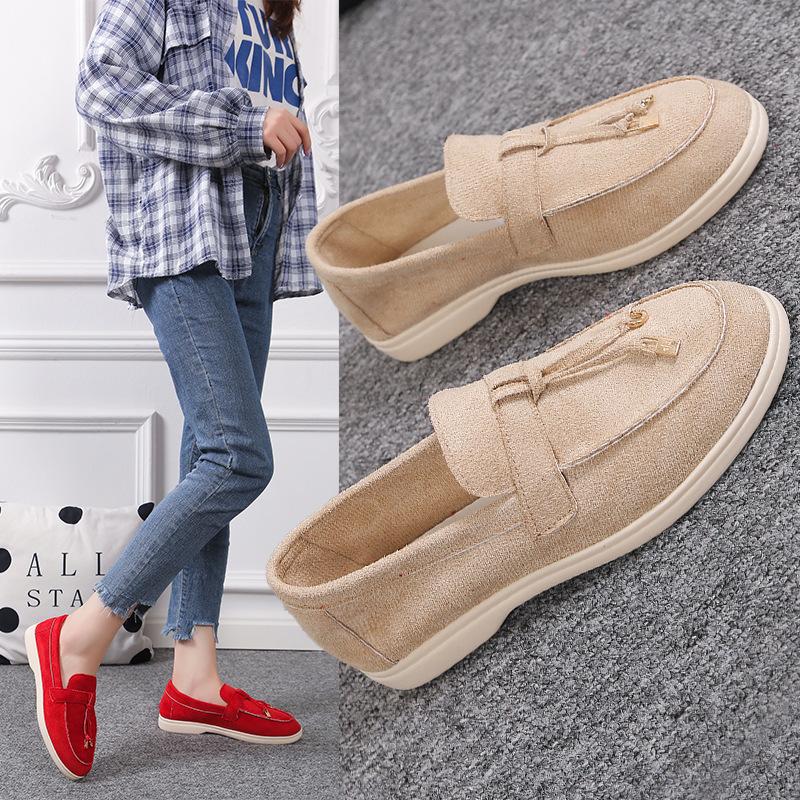 Foreign Trade 2025 Large Size Women's Shoes 43 Soft-soled Loafers Flat-soled Casual Doudou Shoes One-pedal Lazy Women's Shoes