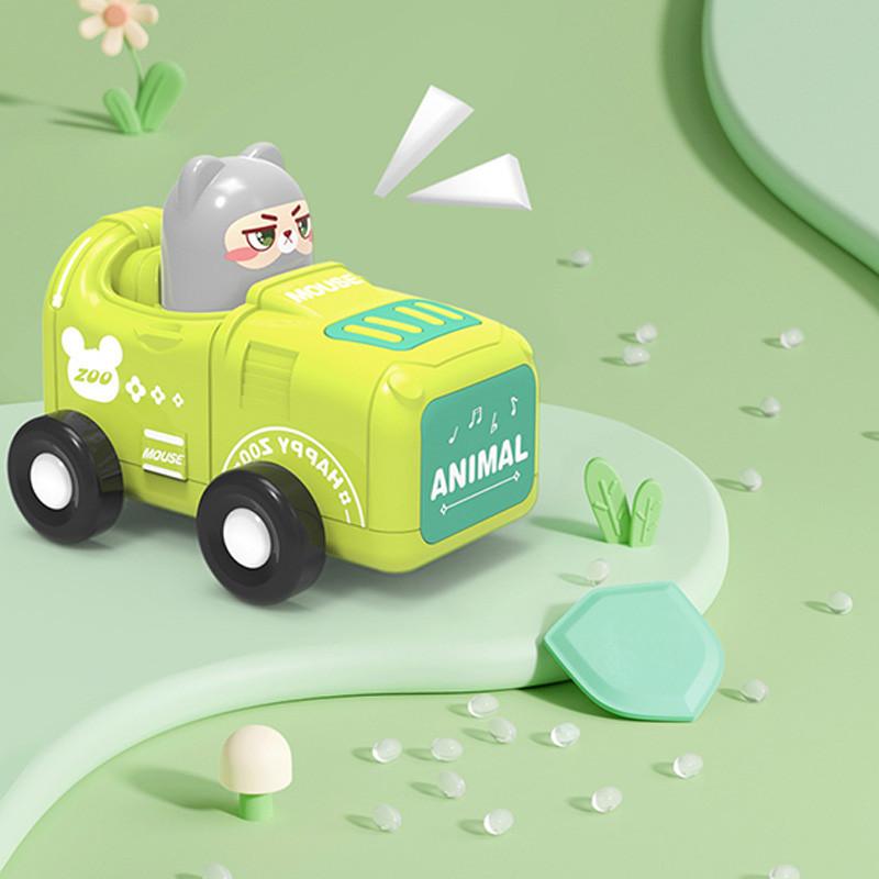 Children's Cartoon Animal Inertia Toy Car Pressing Engineering Vehicle Wholesale