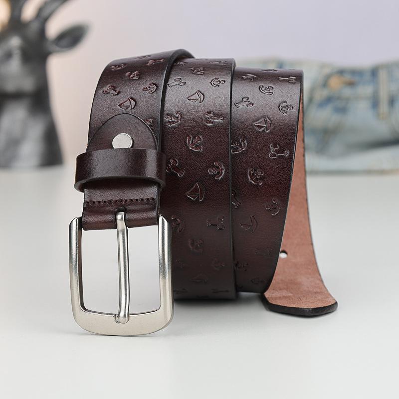 Men'S Belt Pure Cowhide Needle Buckle Qingzhong Business Classic Retro Suit Belt Jeans Belt