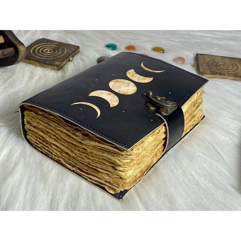 Handmade Leather Moon Phase Journal for Writers Wiccans & Dreamers Diary