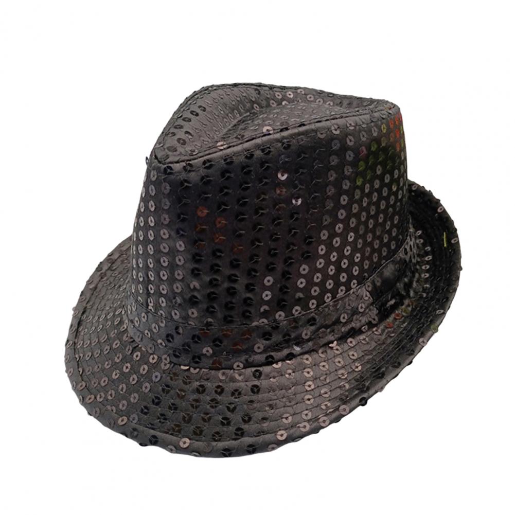 Shining Short Brim Hemming Jazz Hat Adult Kids Sequins Decorated Stage Show Hat Party Supplies