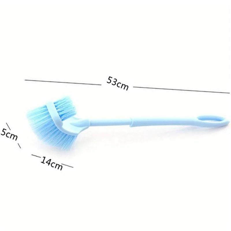 2pcs Multi- Double Head Clean Toilet Brush Soft Hair Plastic Curved Brush Bathroom Cleaning Long Handle Corner Brush Cleaning