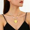 Cherry Blossom Pendant Necklace for Women Delicate Beaded Floral Necklace for Daily Wear and Gifting