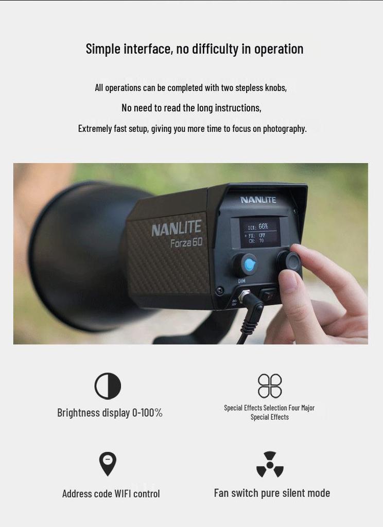 Nanguang Forza60B LED Photography Light for Video and Outdoor Shooting
