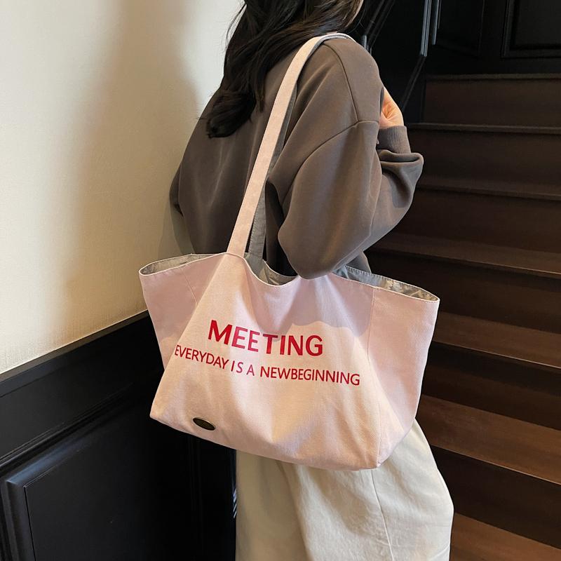 Double-Sided Tote Bag Women's Shoulder Bag Large Capacity Shopping Bag