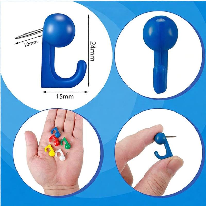 Push Pin Hooks 50PCS Damage-free Plastic Thumbtacks for Cork Board Photo Holding Office School Art Projects