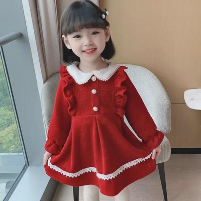 2023 Herbst & Winter Koreanisches Prinzessinnenkleid mit Puppenkragen für Mädchen