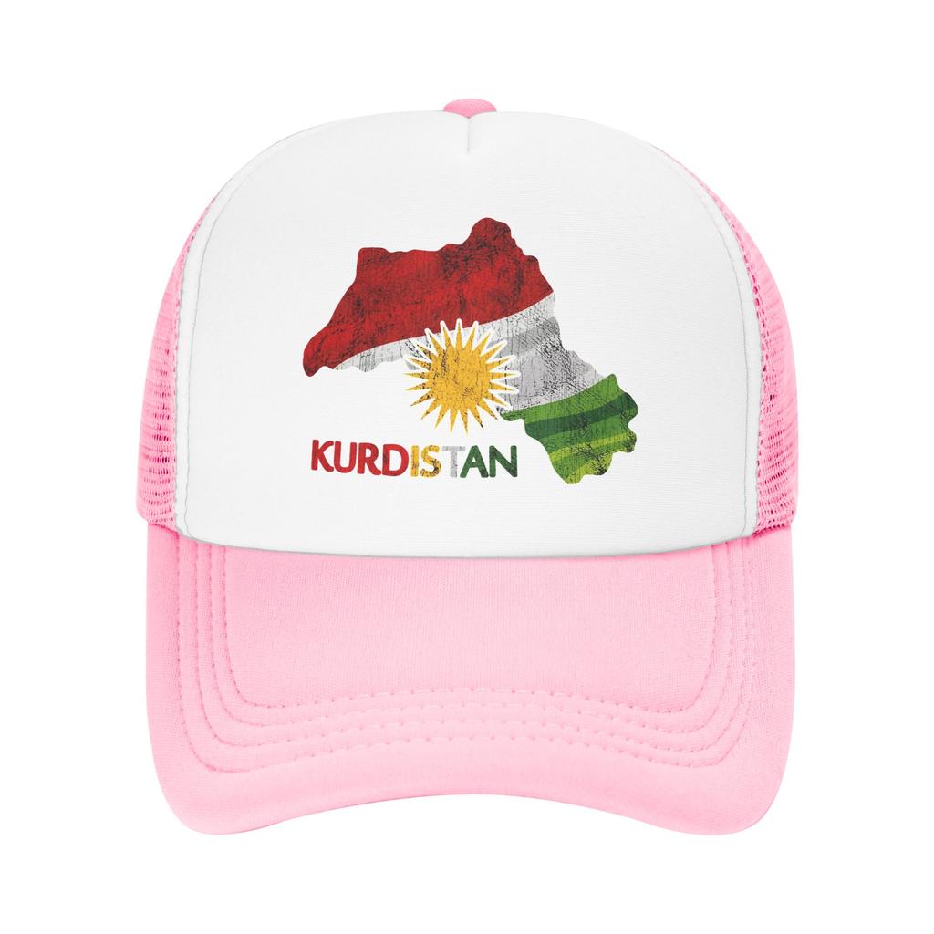 Flag Map of Kurdistan Mesh Baseball Cap Adult Hip-Hop Sun Hats  Hats Breathable Polyester Trucker Cap Wholesale New Trucker Caps