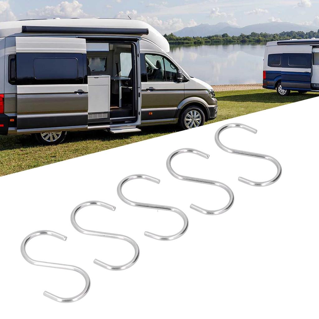 5 Stück Wohnmobil Markisenhaken S-Form Edelstahl Silber Universal Wohnmobil Komponenten