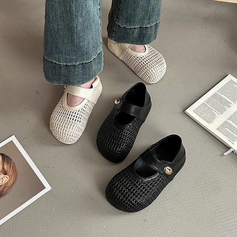 Stylish, simple and versatile hollowed-out thick-soled Mary Jane shoes for women's 2025 summer new breathable and refreshing outer single shoes