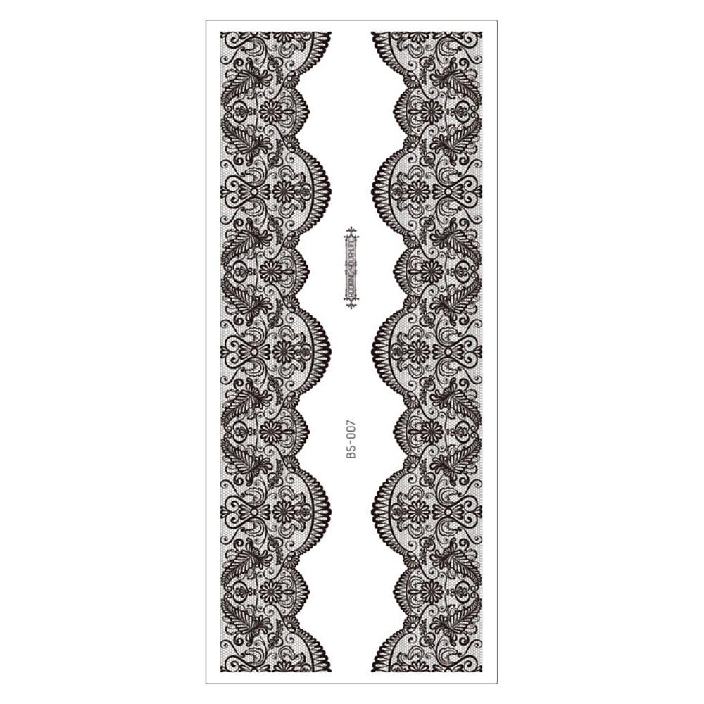 Waterproof Black Lace Thigh Garter Henna Temporary Tattoo Stickers