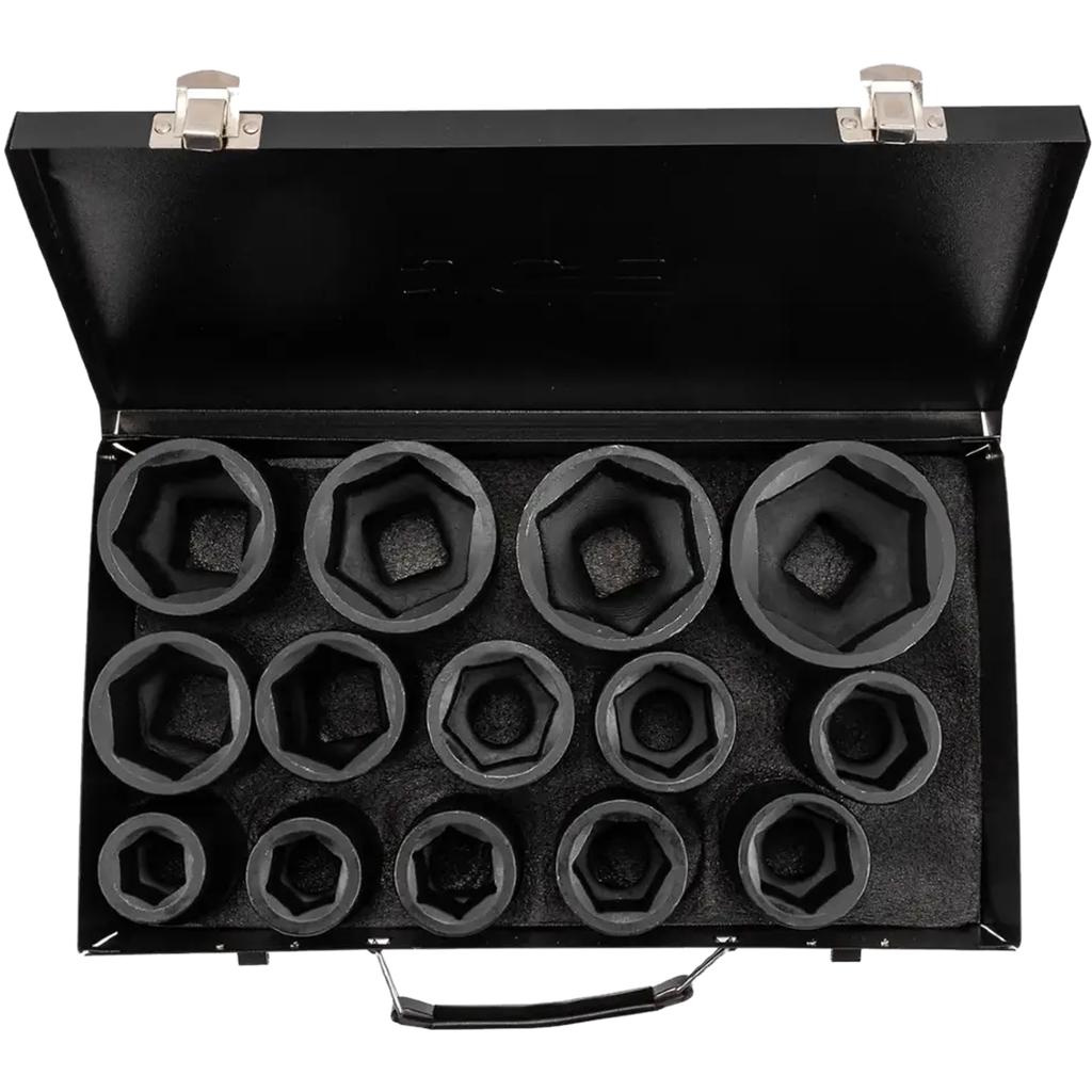 JCB 1" Cr-Mo 6-point Deep Impact Socket Set 14 Pieces