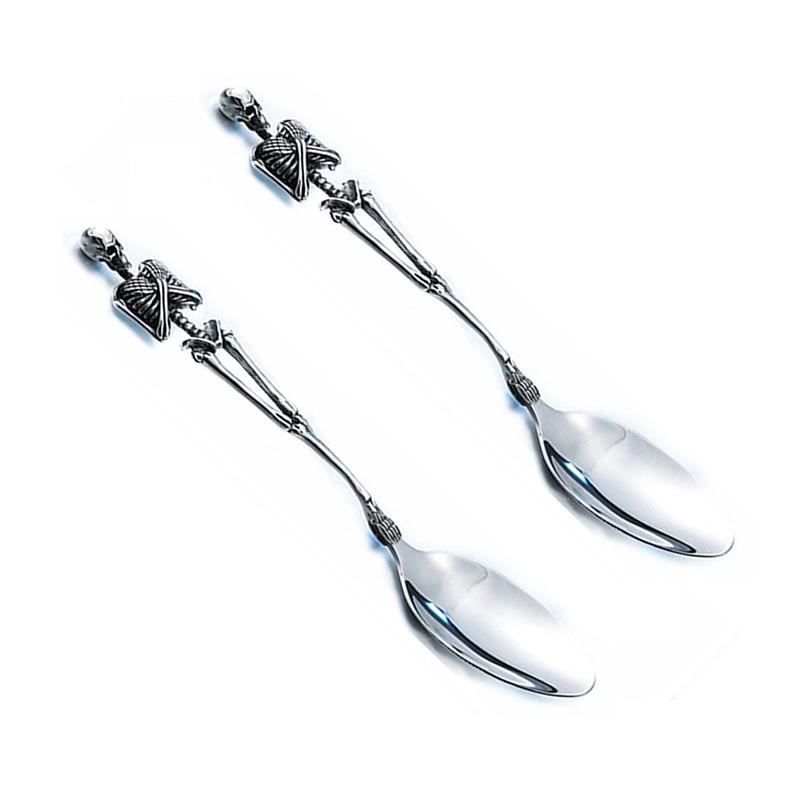 

Столовая вилка-скелет из нержавеющей стали, ложка, набор столовых приборов на Хэллоуин, столовые приборы в виде черепа, наборы столовых приборов для вечеринки в виде черепа, столовые приборы