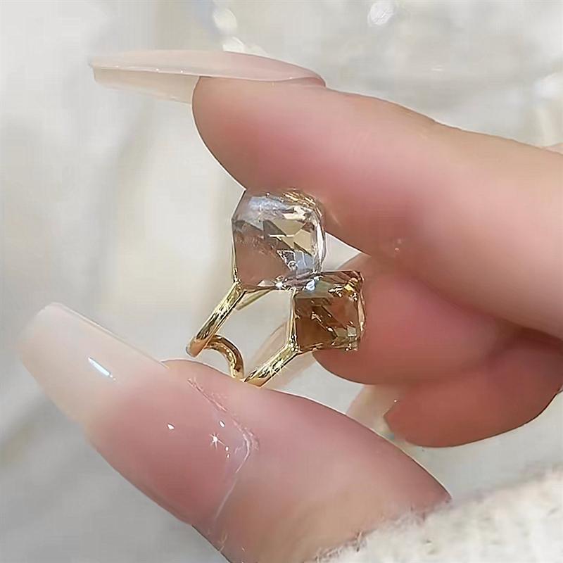 Double-layer glass square square stud earrings fashion light luxury high-end earrings versatile niche design earrings