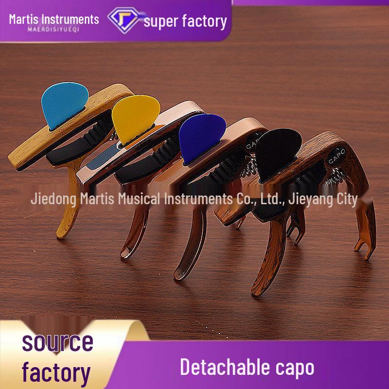 Three-in-One Zinc Alloy Guitar Capo with Pick Holder and Tuner Clip Black Capo with Pick Holder