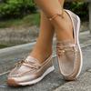 Fashion Gold Silver Metal Chain Flats Shoes Women Spring Autumn Plus Size Platform Loafers Woman Slip On Soft Bottom Casual Shoes Female