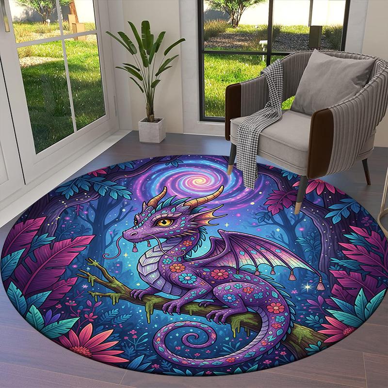 Magic Elf Round Area Rug,Carpet Rug for Living Room Bedroom Sofa Playroom Decor,Non-slip Floor Mat