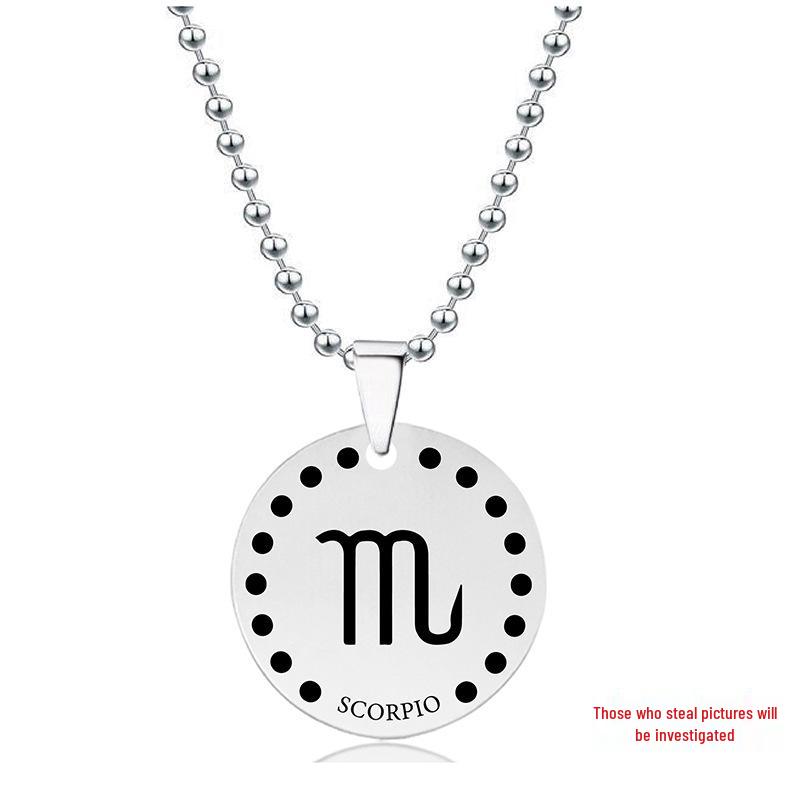 Engraved Twelve Constellations Stainless Steel Pendant Necklace - Christmas Gift