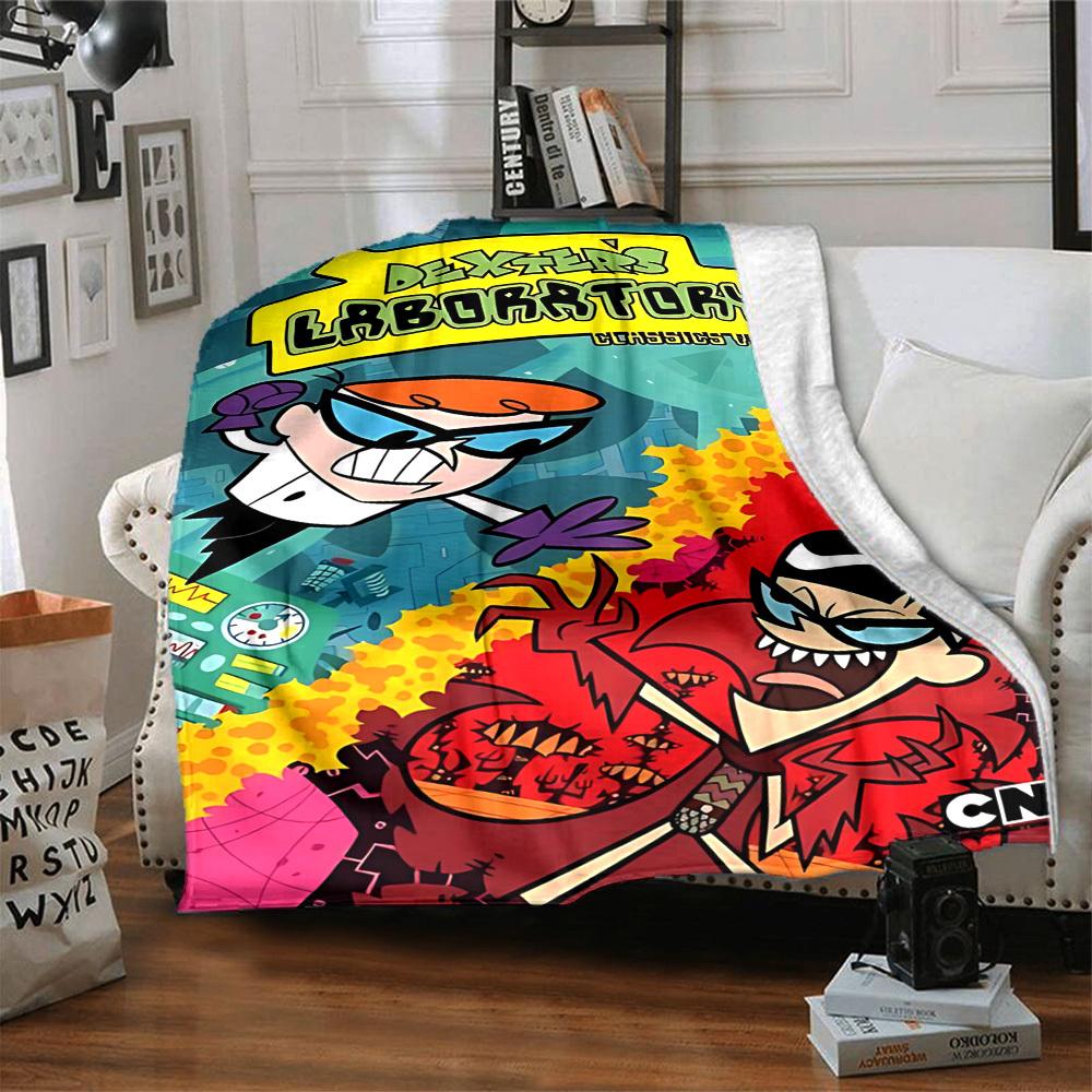 1pc Dexter's Laboratory Classics Cozy Print Blanket Lightweight Warm Flannel Throw Blanket For Sofa, Bed, Living Room