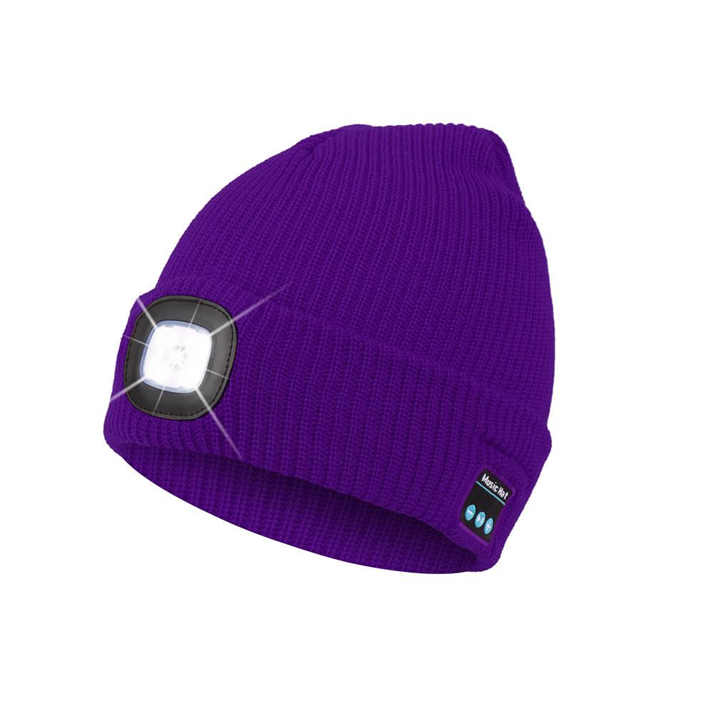 Outdoor Usb Rechargeable Bluetooth Knitted Beanie Hat With Music And Light Features For Winter Comfort