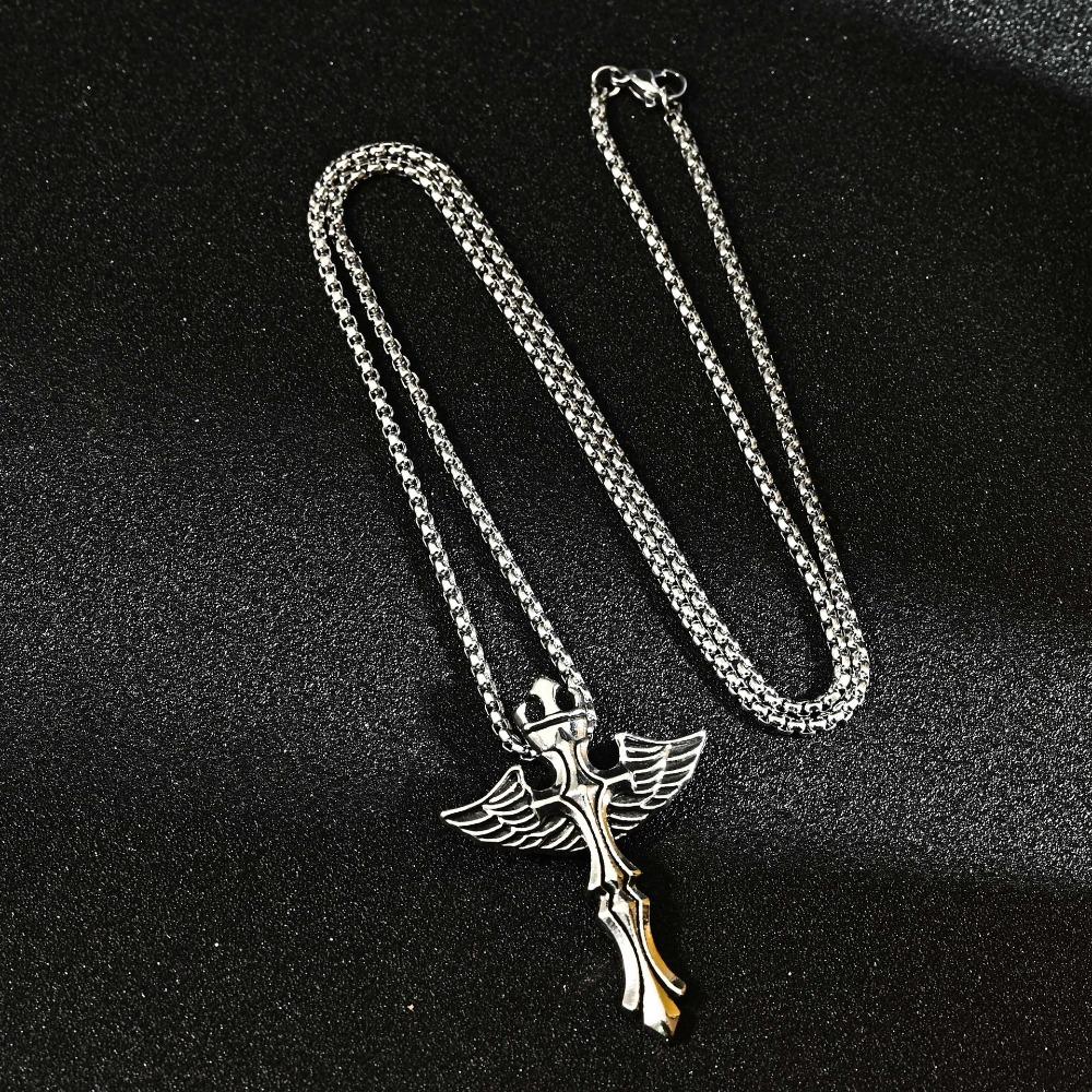 Herren Drachenflügel Anhänger Halskette Wikinger Kreuz Metalllegierung Gothic Schmuck Einzigartiges Geschenk für Ihn
