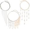 Salircon Sexy 3Styles Imitation Pearl Tassel Open Torques Choker Necklace Women Trendy CCB Bead Clavicle Neck Party Jewelry