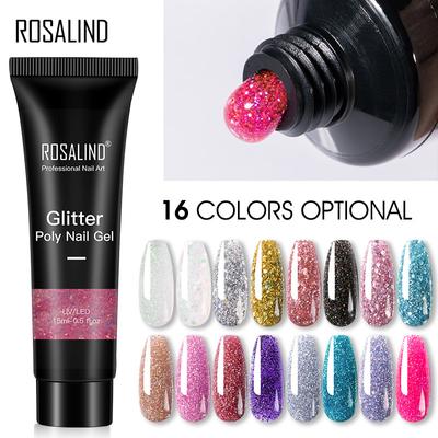 Glitter 15ml UV Gel Nail Builder Gel Polish Crystal Nail Gel Polish Quick Building Poly Nail Gel Extension UV Gel