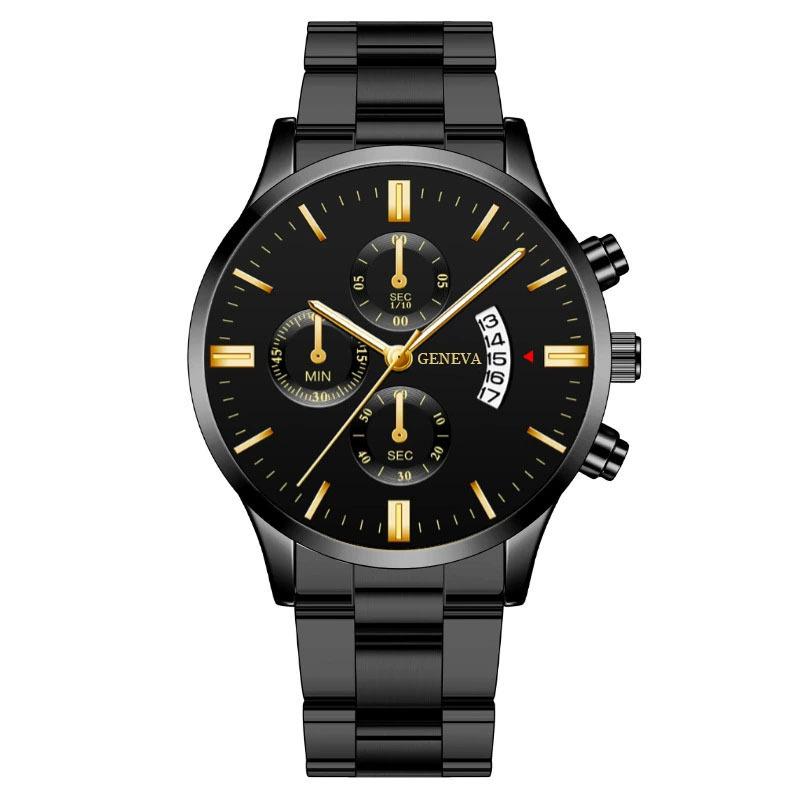 Fashion Men Gold Stainless Steel Watch Luxury Calendar Quartz Wrist Watch Mens Business Watches for Man Clock