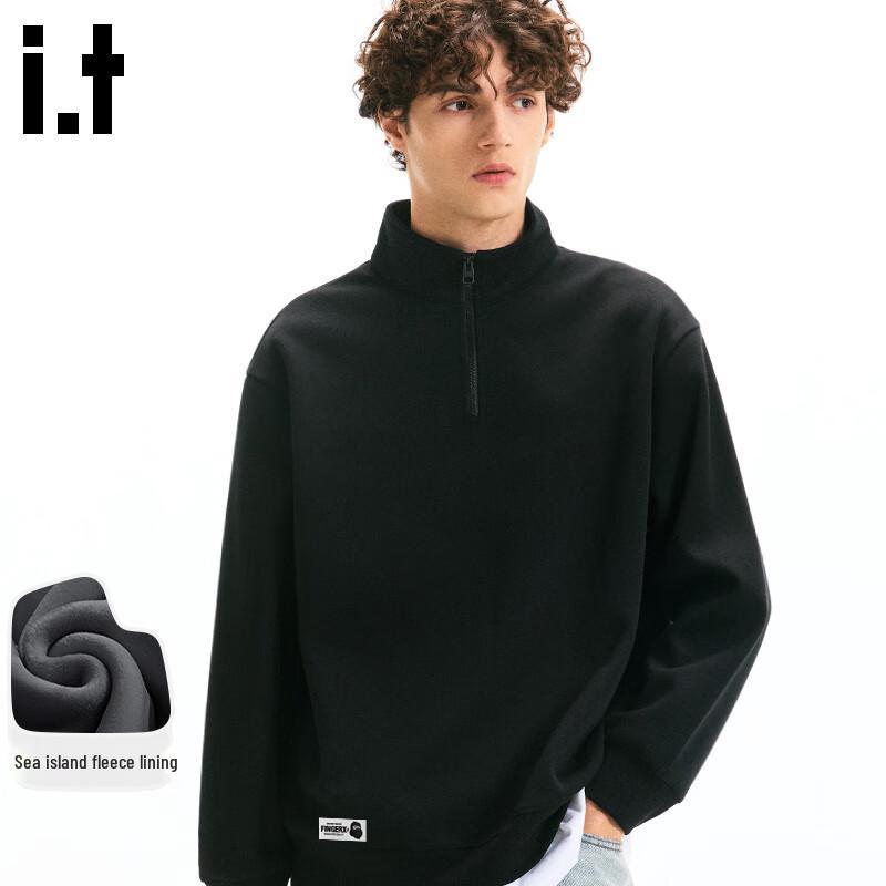 Fingercroxx IT Men's Fleece-Lined Stand-Collar Half-Zip Sweatshirt