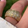 Lightweight Copper Clovers Ring With Crystal Zircon Embellished Gold Color Ring Jewelry For Daily Wear Or Formal Event