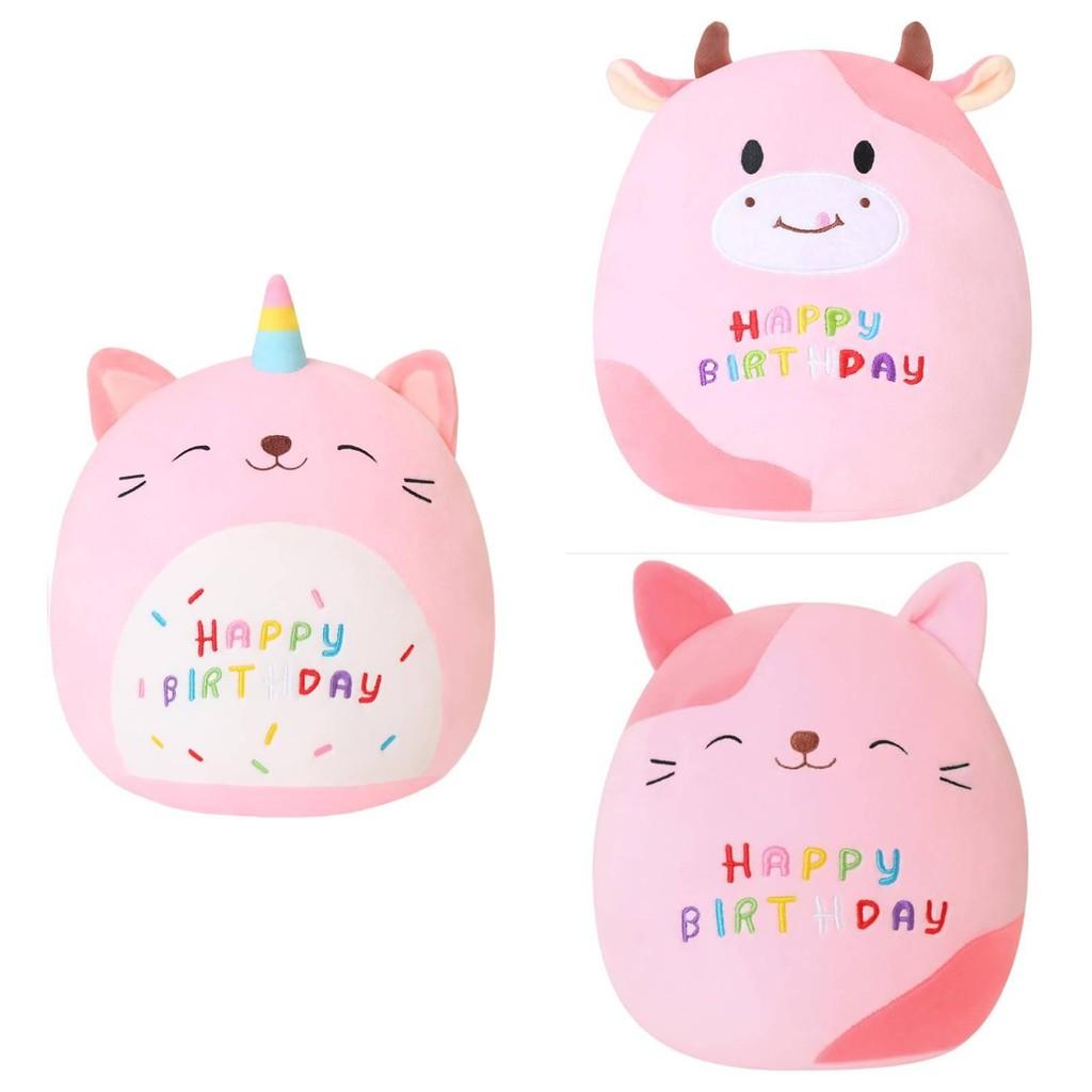 Squishmallows Cat Birthday Cow Unicorn Plush Toy Cute Doll Cartoon Kids Gift