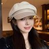 Korean Style Pu Leather Beret Retro Painter Hat Retro Wool Octagonal Hat  Girl