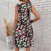 Plus Size V Neck Sleeveless Dress Pine Ridge Misty Ink Print For Mountain Scenic Tour