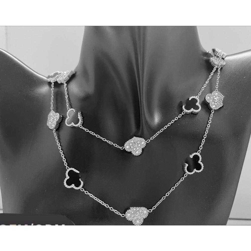 90cm Long 20-flower Classic Four-leaf Clover Necklace for Women 18K Non-fading Necklace Sweater Chain