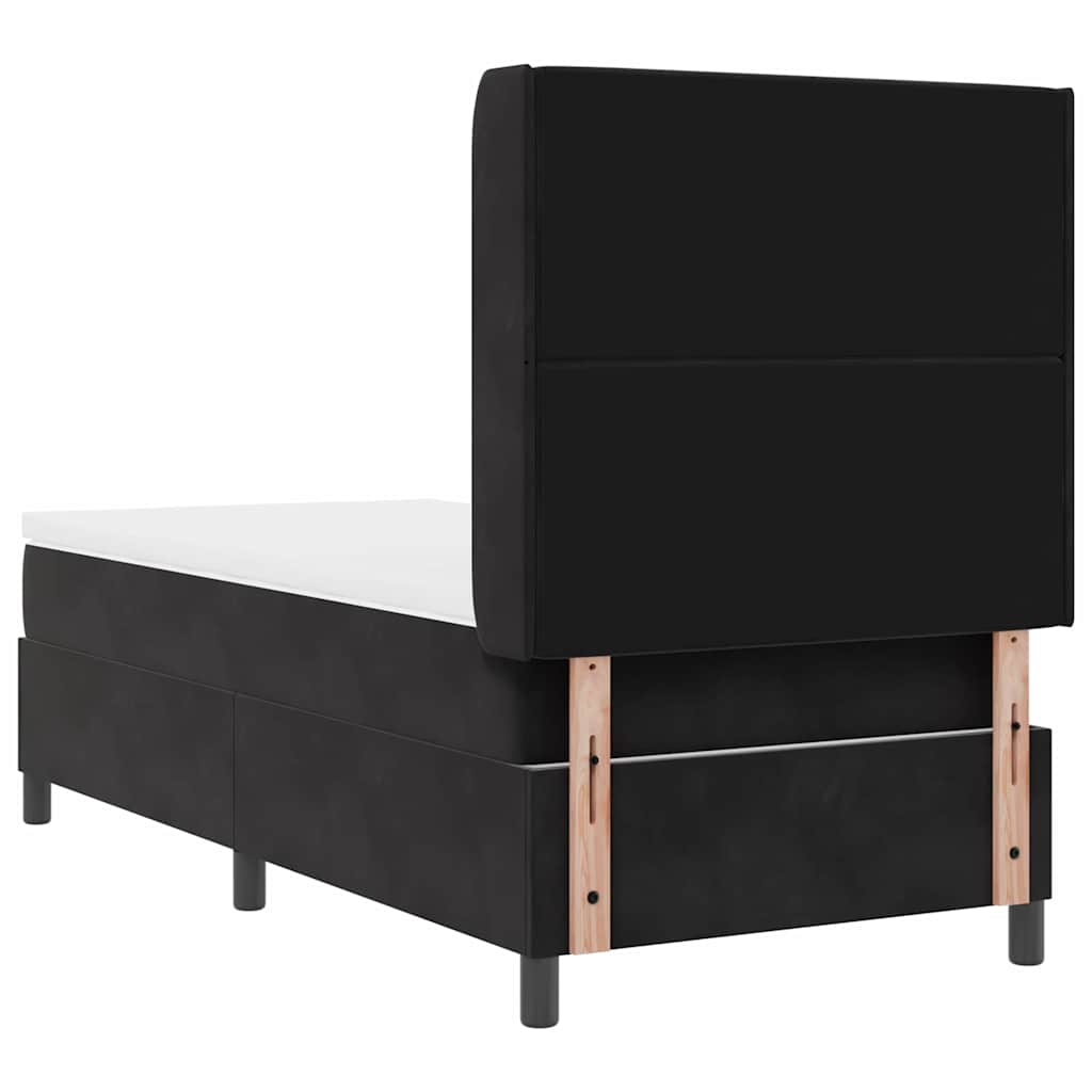 LED Box Spring Bed with Mattress Black 100 X 200 Cm Velvet