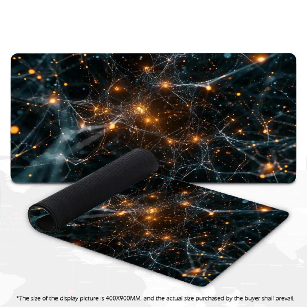 XXL Gaming Mouse Pad Digital Network Particle Tech Art Deskmat Non‑Slip Rubber Keyboard Mats Gamer Mousepad Desk Mats Mausepad