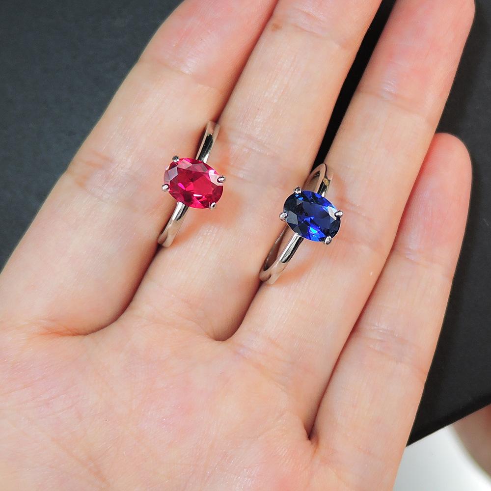 Jewelry Ring Color Treasure Simulation Pigeon Blood Ruby Sapphire Retro Temperament Ring