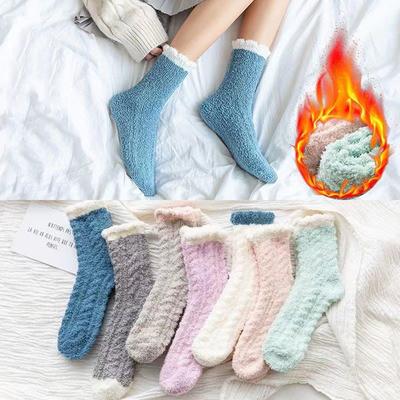 Winter Warme Flauschige Fuzzy Socken Dick Thermisch Weich Kawaii Kältebeständig Mittelhohe Socken Korallenfleece Boden Schlafsocke