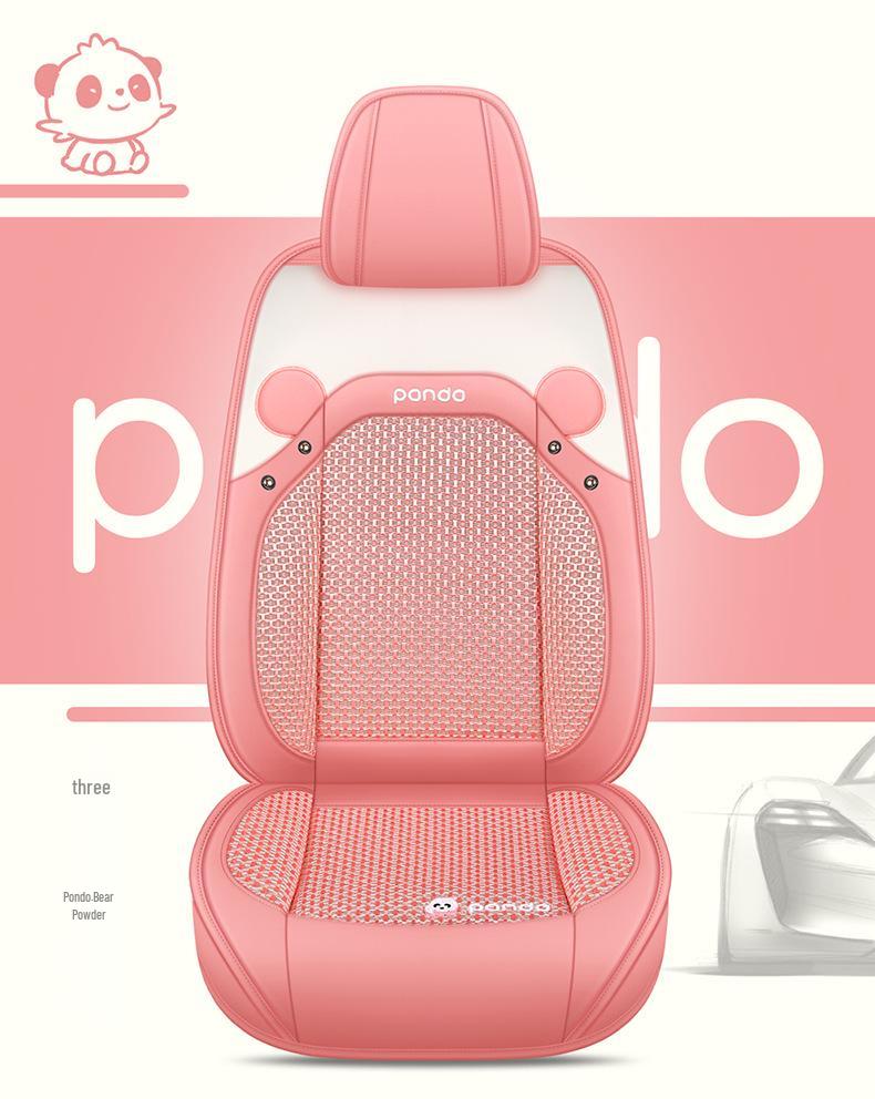 2022 New Cartoon Leather Ice Silk Car Seat Cushion Set, Four Seasons