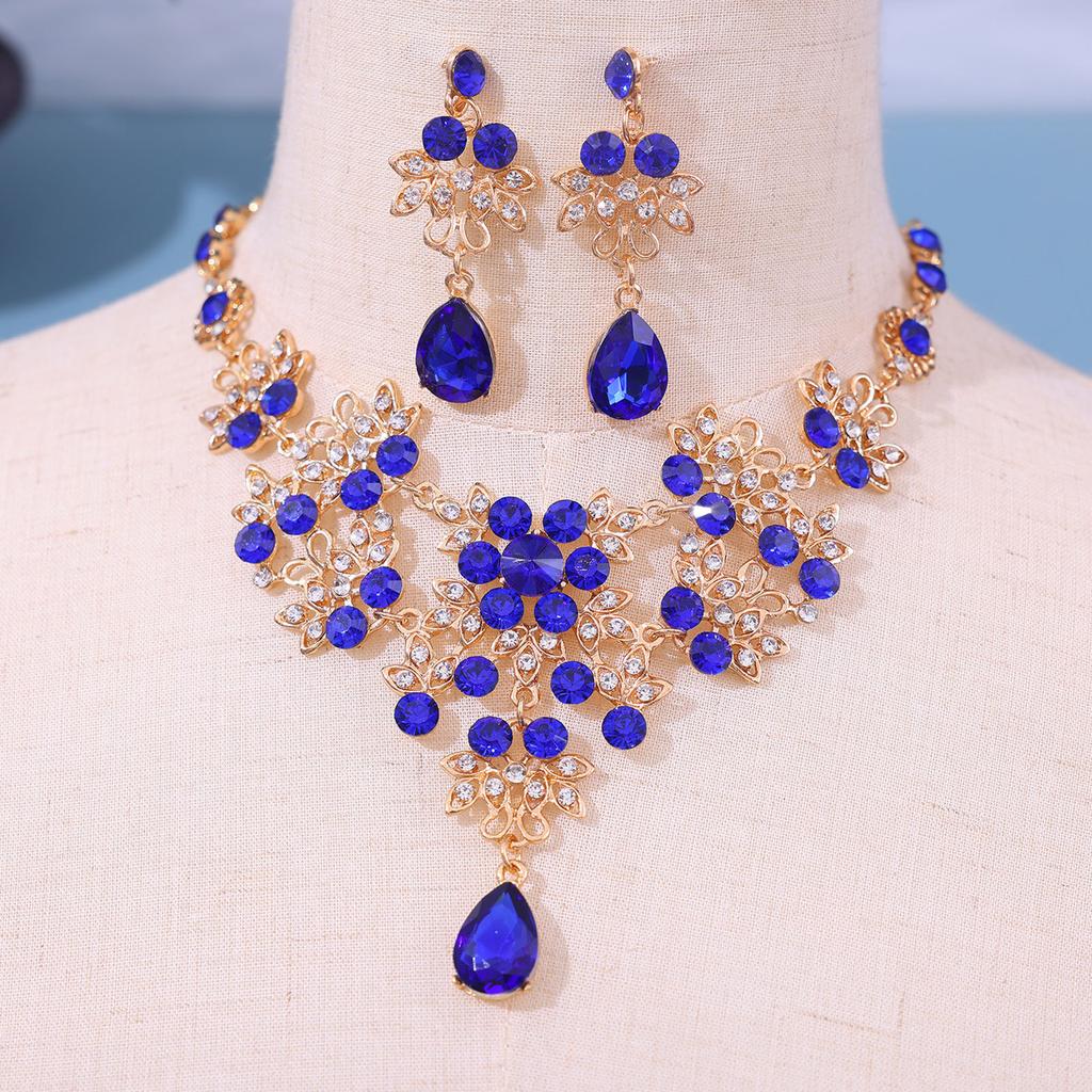 Women's Hanging Necklace Earrings Set Exquisite Charm Bridal Necklace Earrings for Bridesmaid Wedding Masquerade