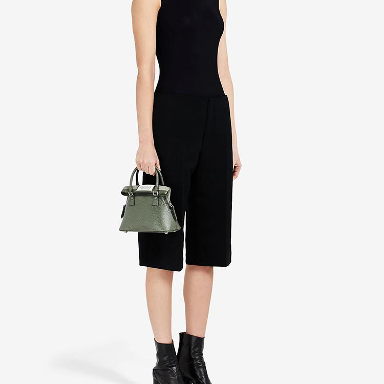 Maison Margiela 5AC Four Stitch Digital Logo Multi-Use Pebbled Leather Chain Shell Shoulder Bag Women shoulder bag Light-Green S56WG0081P4348T7166