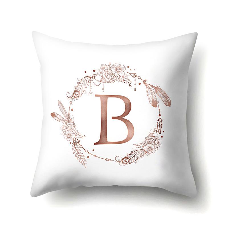Polyester Pillow Case Home Ins Style Decorative Print Pillow Case 26 English Letter Cushion Cover