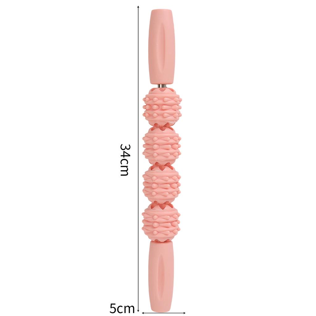 4 Ball Roller Muscles Massage Stick Relaxation Yoga Fitness Wolf Tooth Fascia for Calves Thighs Arm Full Body Massage Yoga Stick