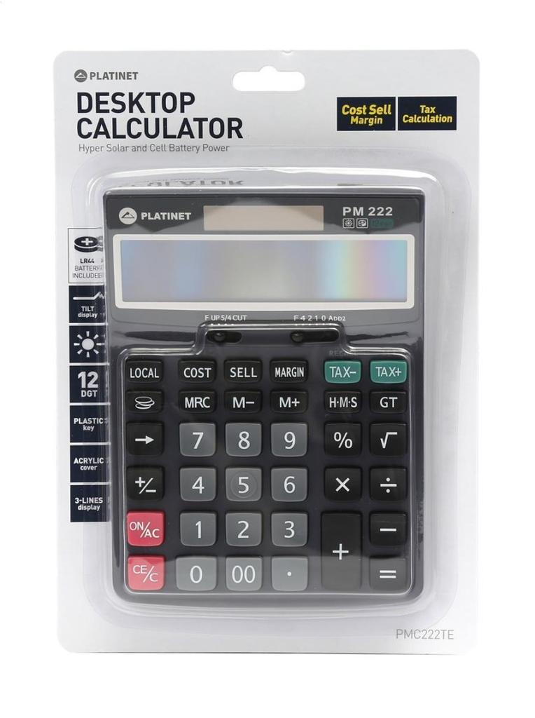 Platinet Calculator 12D Tax Mar 3 Lines Display [41066]