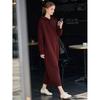 60314 Winter Knit Hooded Long Dress - Plus Size, Loose Fit, Long Sleeve, Over-the-Knee, Stylish for Autumn and Winter
