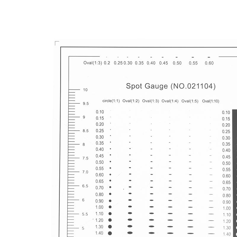 1/2Pcs Spot Gauge Comparison Card Ruler Point Dot Line Gauge Scratched Area Circle Ellipse Diameter Width Thickness Micrometer