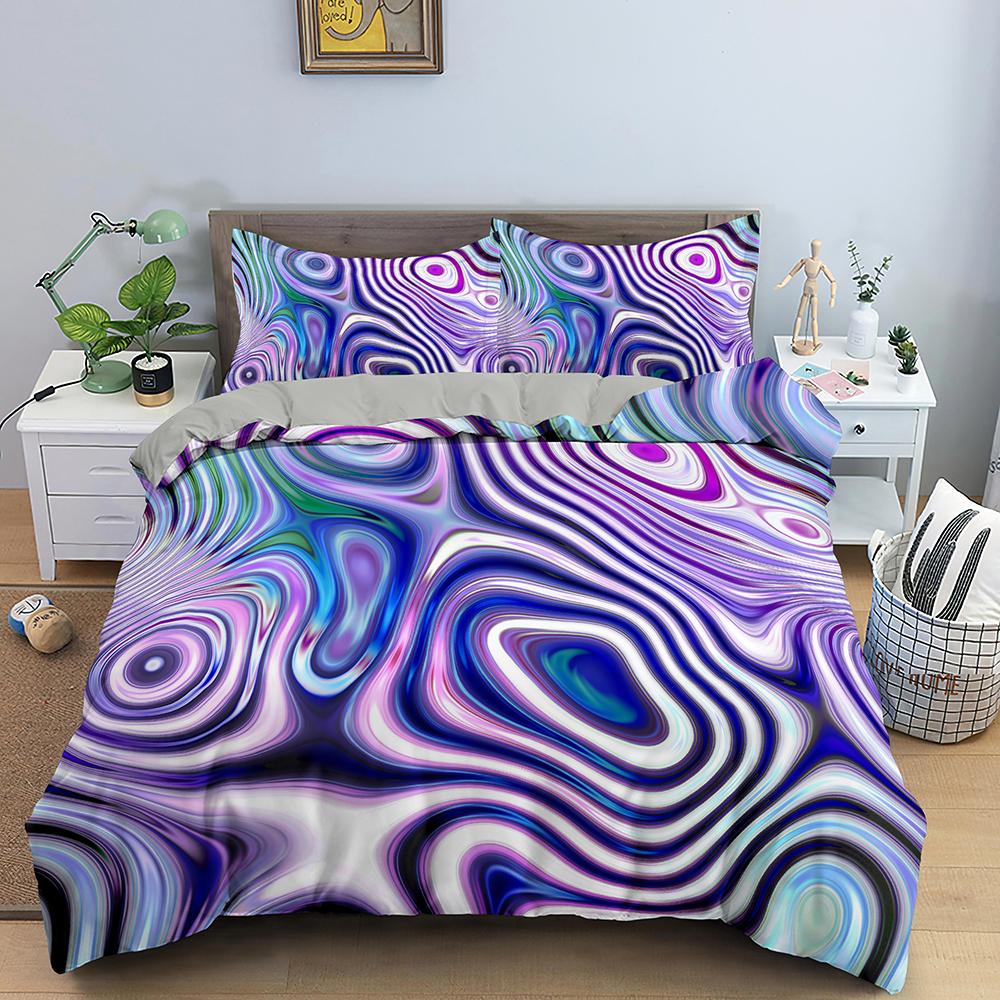 Abstract Duvet Cover Set King Microfiber Blue Psychedelic Bedding Set 2/3 Pcs Queen Size Warped Space Theme Twin Comforter Cover