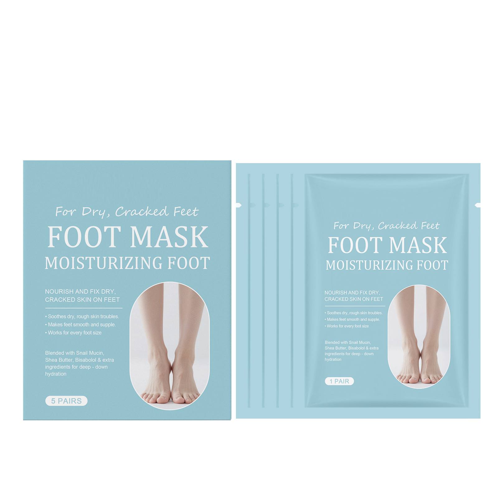 

Dry And Cracked Foot Exfoliating Foot Mask Moisturizing Socks Exfoliating Foot Mask Dead Skin And Soft Feet,10ml(5 Pairs/box) One Size белый
