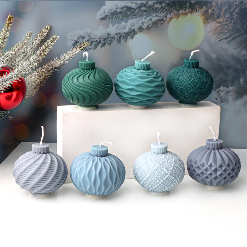 Weihnachtskugel Kerze Silikonform Geprägte Runde Kugel Kerze Aromatherapie Gips Geometrische Weihnachts Laternenkugel Form